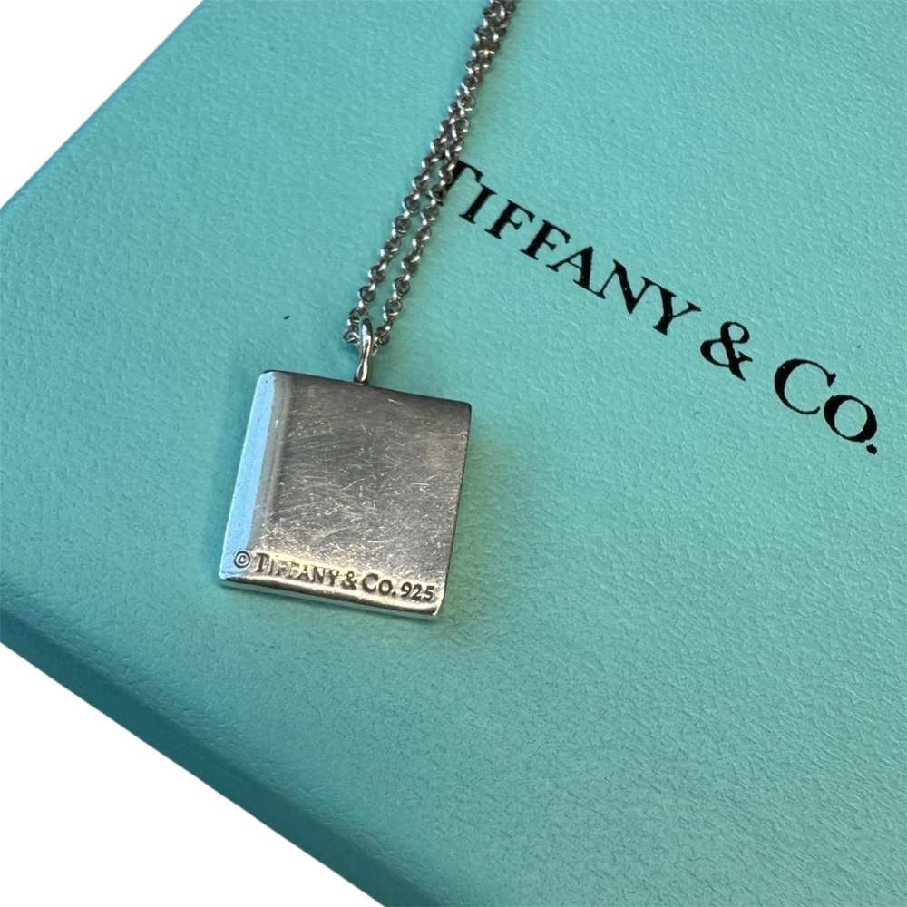 TIFFANY & CO. Square Notes Pendant Necklace Sterling Silver + 16" chain Timeless - Picture 3 of 5